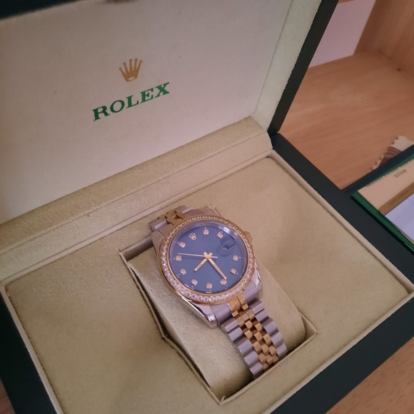 Designer Accessories - Rolex blue faced watch